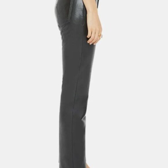 BNWT MOTHER The Smarty Pants Skimp Leather High-Rise Straight-Leg sz 28 - Picture 3 of 6